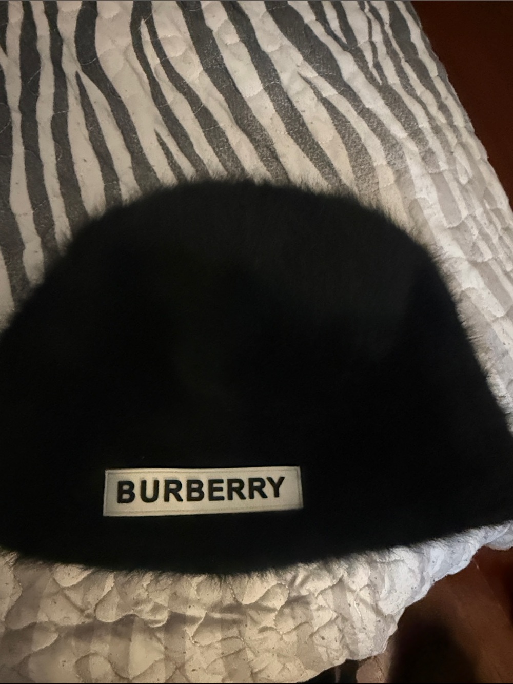 Burberry Black Fur Logo Hat